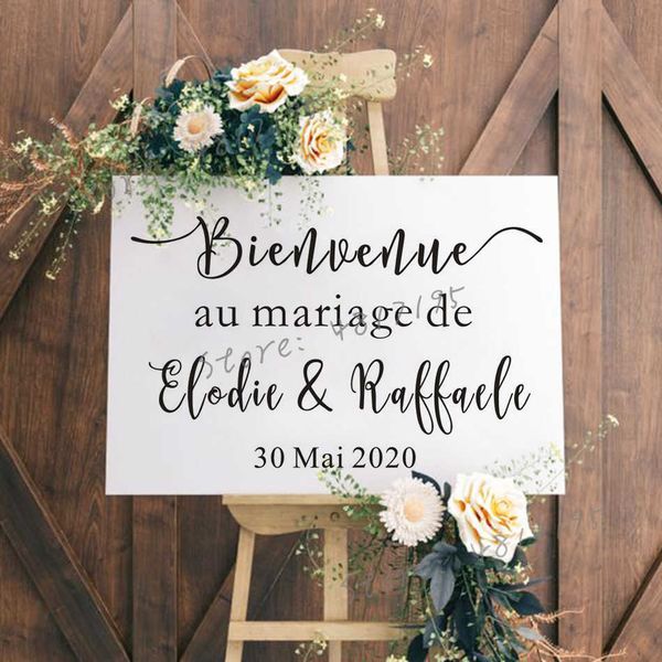 French Vinyl Stickers for Wedding Signs Wedding Welcome Sign Vinyl Decal Special Day Wedding Decoration Cutom Vinyl Art AZ786 210705