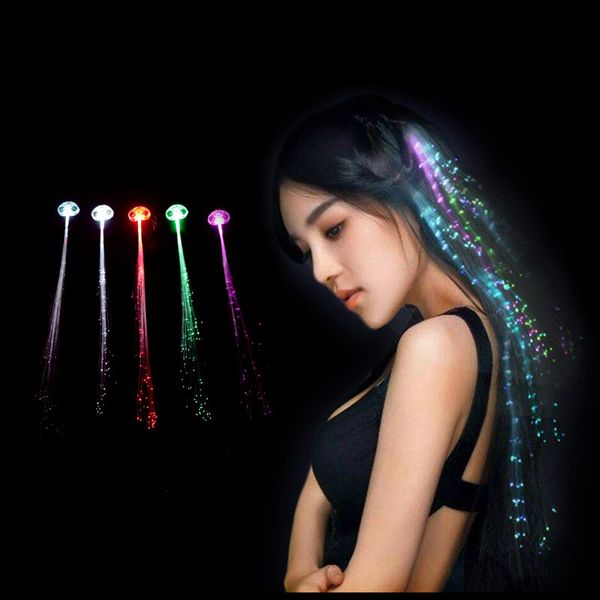 5PCS a Set Braid Luminous LED Hair Extension Party Supplies Light Up Flash Night Lights Gadget Glow By Fiber