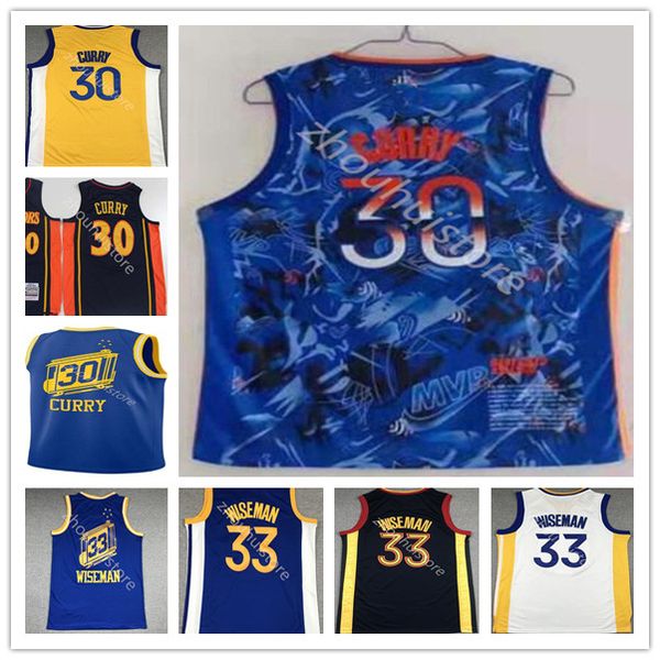 Top quality MVP version Stephen 30 Curry James 33 Wiseman Basketball Jersey Men&#039;s Youth Kid&#039;s Klay 11 Thompson Sleeveless Blue Whi