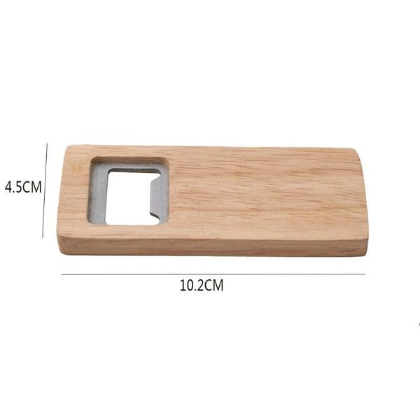 Wood Beer Bottle Opener Stainless Steel With Square Wooden Handle Openers Bar Kitchen Accessories Party Gift LLD8492