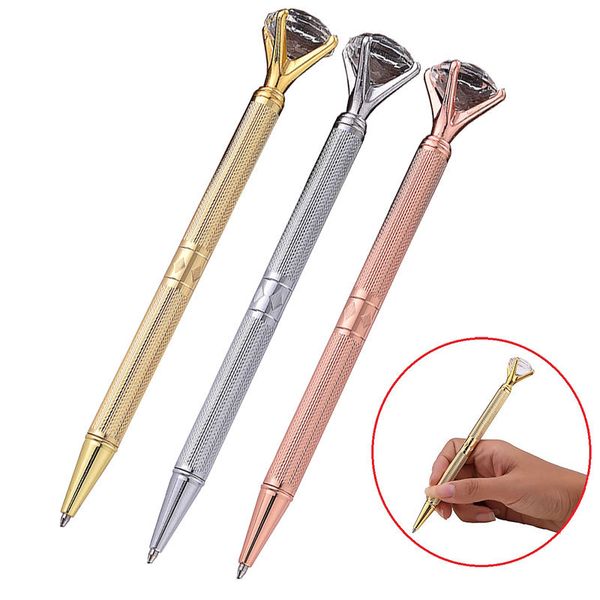 Fashion DIY Diamond Crystal Pen Gem Ballpoint Pens Wedding Office Supplies