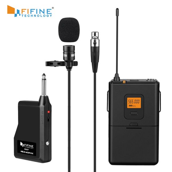 20-Channel UHF Wireless Lavalier Lapel Microphone System with Bodypack Transmitter Mini Lapel Mic and Portable Receiver