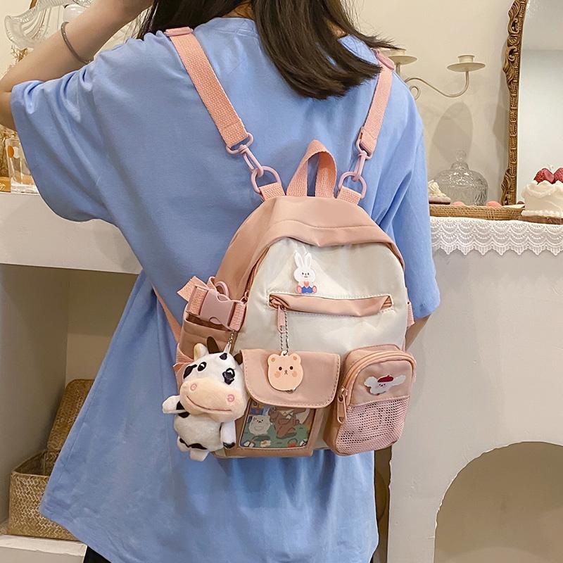 School Bags Cute Small Girls Backpack Fashion Candy Colored Young Girl Outing Contrasting Color Design Mini Student Schoolbag 2021