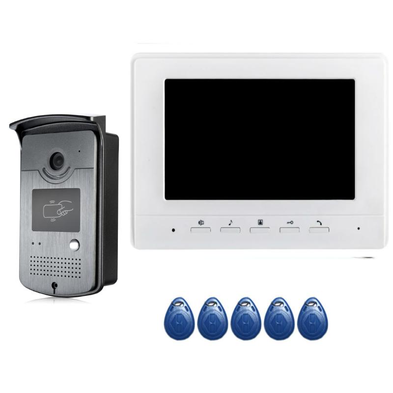 Video Door Phones 7&quot; Inch Monitor Wired Doorbell Phone Intercom RFID Access Control Camera KIT For Home Security