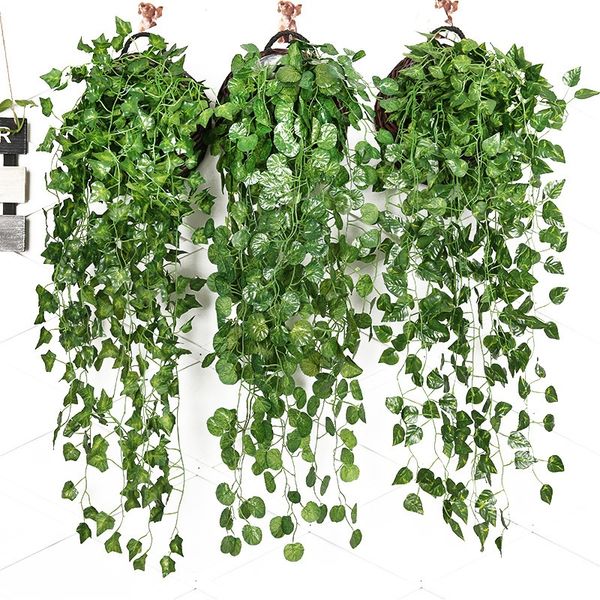 90cm Artificial Green Plants Hanging Ivy Leave Seaweed Grape Radish Fake Flowers Vine Home Garden Wall Party Holiday Decoration