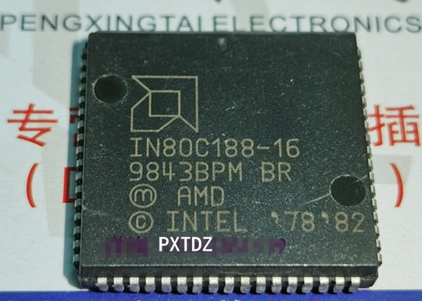 IN80C188-16 Integrated circuits ICs N80C188 CPU PQCC68 . Vintage microprocessor - 188 old Chips Collection of warranty