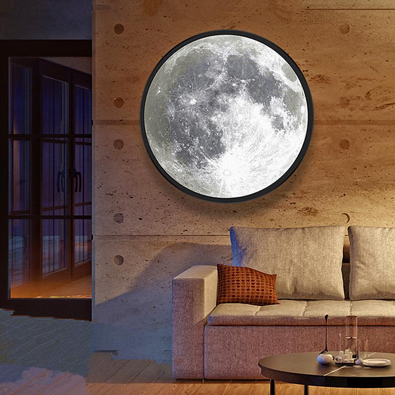 Night Lights Moon Mirror Lamp Round Moonlight Wall Decor Bedside Gift Bedroom Bathroom Home Room Decoration Small Mini Light