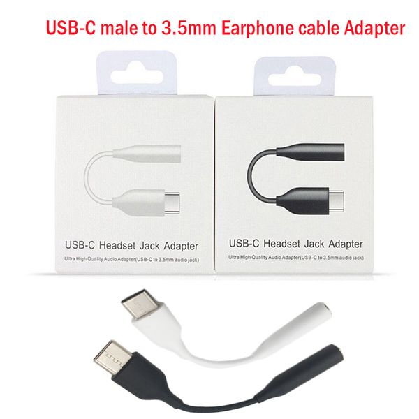 Original USB-C to Earphone cable Adapter 3.5MM Type C Headset Jack Audio Male - Female For Samsung Note 10 20 plus S10 S20 S21 with retail p