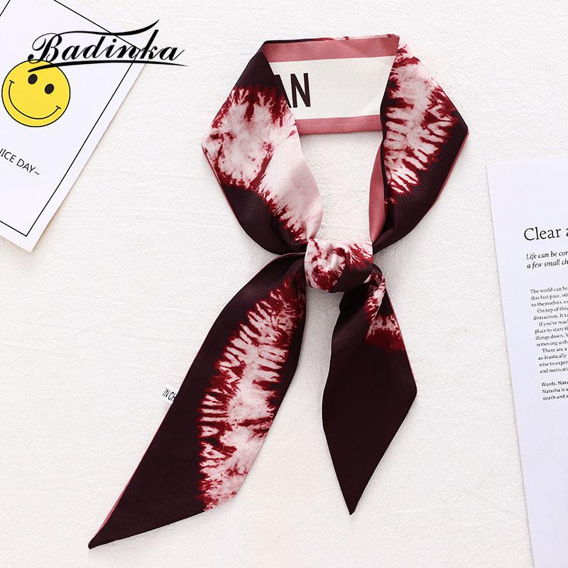 Scarves 2021 Designer Christan Letter Print Long Skinny Scarf Women Silk Satin Head Hair Tie Scarfs For Ladies Headband Bandanas