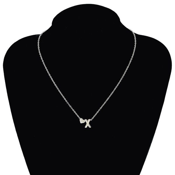 Fashion Tiny Heart Dainty Initial Necklace Gold Sier Color Letter Name Choker Necklaces For Women Pendant Jewelry Gift