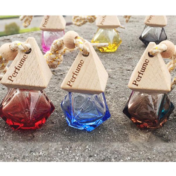 Car Perfume Bottle Pendant Essential Oil Diffuser 9 Colors Bag Clothes Ornaments Air Freshener Pendants Empty Glass Bottles Perfume BH1908 Z