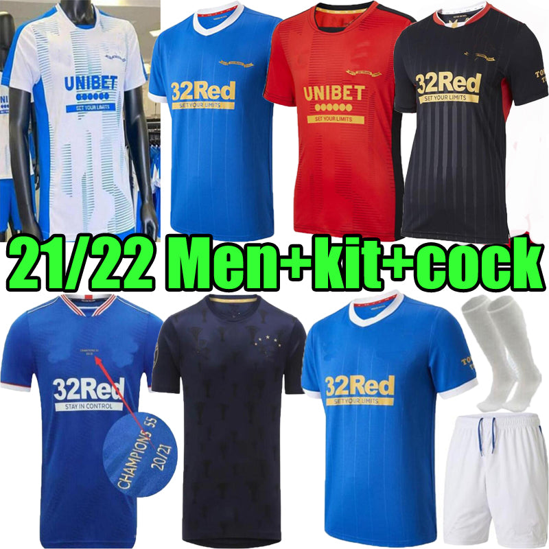 Men 20 21 22 Glasgow Rangers FC special version Soccer Jersey 2021 2022 Football Shirt Home Gerrard DAVIS CHAMPIONS 55 Maillot de foot Thailand kids