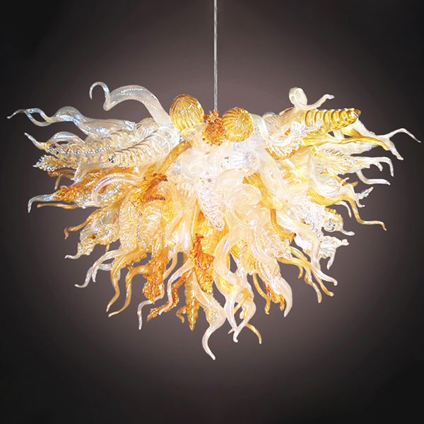 Dining Room Ceiling Chandelier Lamp Amber White Color Suspension Hand Blown Glass Kitchen Hanging Pendant Lamps Office Front Desk Lights 70