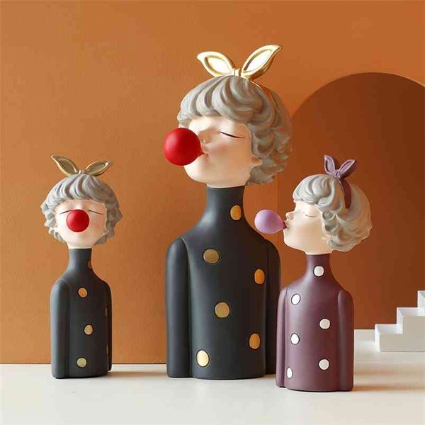 Bubble Girl Modern Sweet Young Girl figurines Resin Art Wedding Birthday Home Decoration Accessories Fairy Gift table top dcor 210811