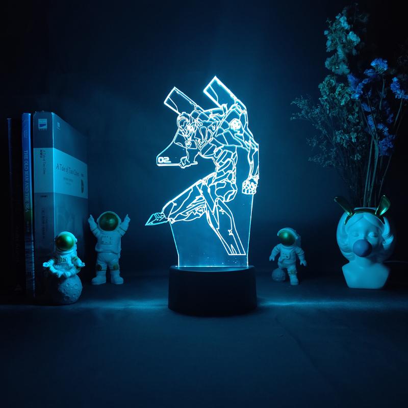 Night Lights EVA-02 Upward Lighting Acrylic Model From EVA Anime Light RGB Flashing USB Lamp Otaku Gaming Room Desktop Setup Home Decor
