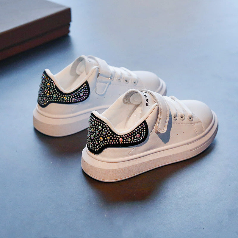 Kids sneakers Cute Rhinestone girls children running shoe casual Lacing anti-slip tenis infantil boys baby shoes Glitter Sneaker Fluorescent baskets