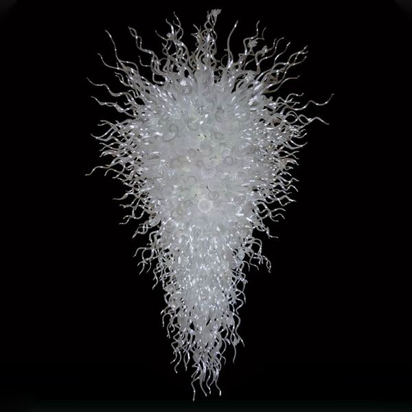 Nordic Lamp Transparent White Color Hand Blown Glass Chandeliers Art Decor Lamps Lights LED 110v-120v Bulbs 90 by 150cm Large Hotel Lobby Ha