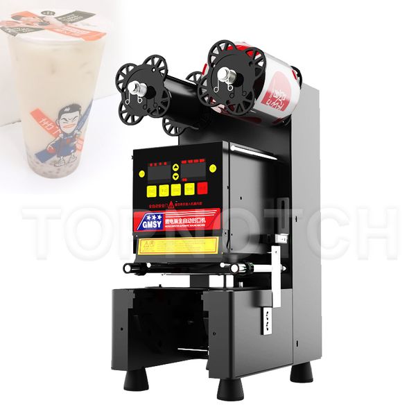 Fully Automatic Stainless Cup Sealing Machine Push Pull Tray Plastic Bubble Tea Sealer