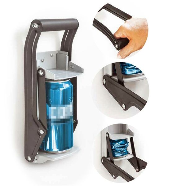 Holaroom 16oz Multifunctional Can Crusher Beer Soda Drink Cans Presser Hand Push Bottle Opener Kitchen Accessories For Recycling 210817