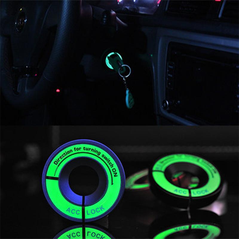 Keychains 3D Gel Glow Key Ring Sticker Car Engine Start Stop Ignition Cover Luminous Light Decoration Decal For Auto Motorcycle Universal