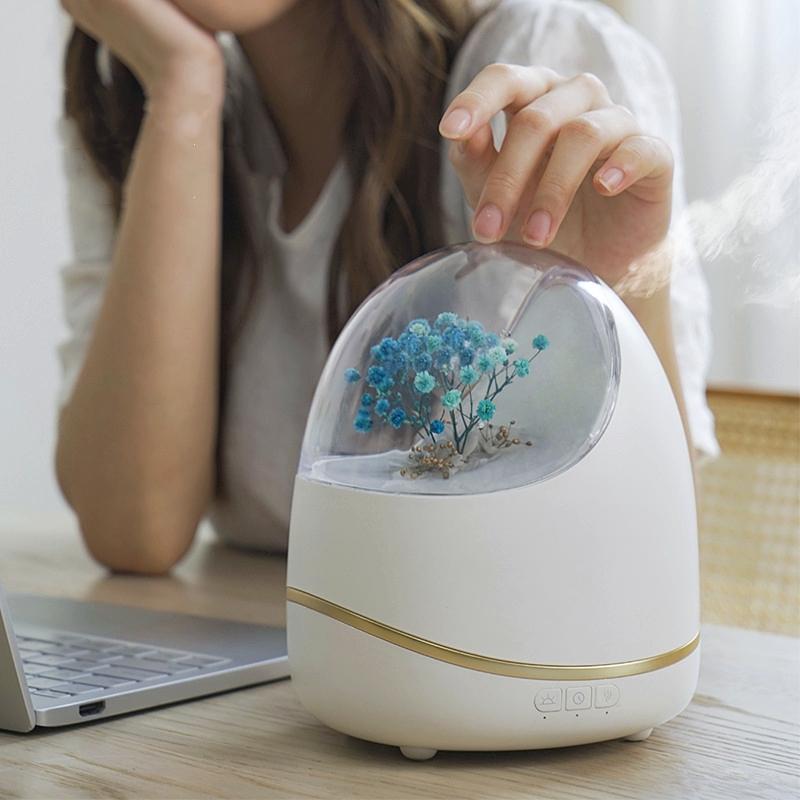 Humidifiers 400ML Eternal Flower Aroma Diffuser Ultrasonic Aromatherapy Air Humidifier LED Lamp For Home Fragrance Essential Oil