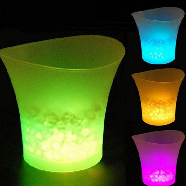 5L Waterproof LED Color Changing Plastic Ice Bucket Bars Nightclubs LED Light Up Champagne Beer Bucket Bars Party