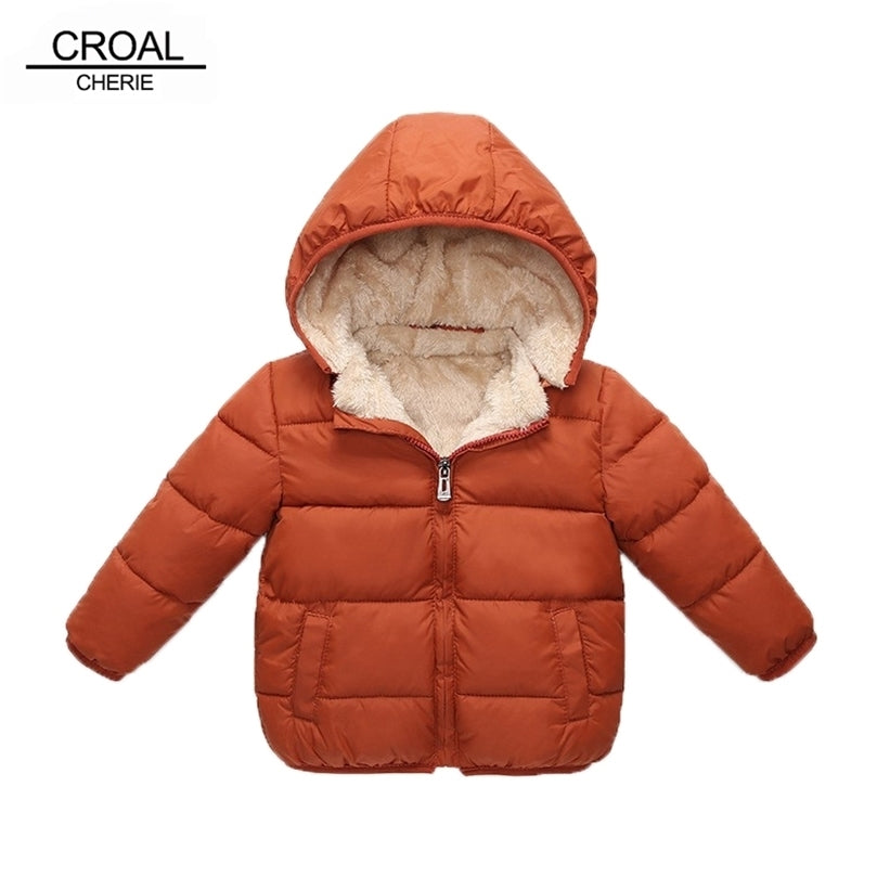 CROAL CHERIE Children&#039;s Parkas Winter Jacket For Girl Boys Coat Kids Warm Thick Velvet Hooded Baby Coats Outerwear 90-130 211027
