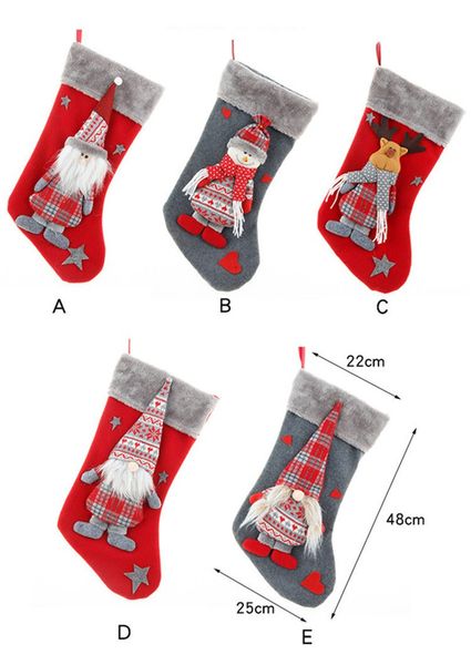 Trees Santa Christmas Ornament Faceless Stockings Claus Christmas Christmas Stocking Candy Socks Bags Decorations Gifts Bag 20pcs T1I2410