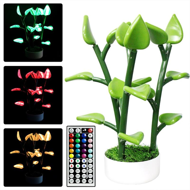 Night Lights Led Houseplant Artificial Plants Light 16 RGB Colors 4 Modes Plant Table Lamp Modern Home Decor For Dinner Date Gatherings