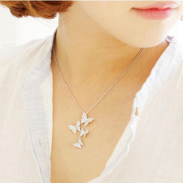 Pendant Necklaces Arrival Multiple Zircon Butterfly & Pendants For Women Jewelry CZ Wedding Chokers Necklace G
