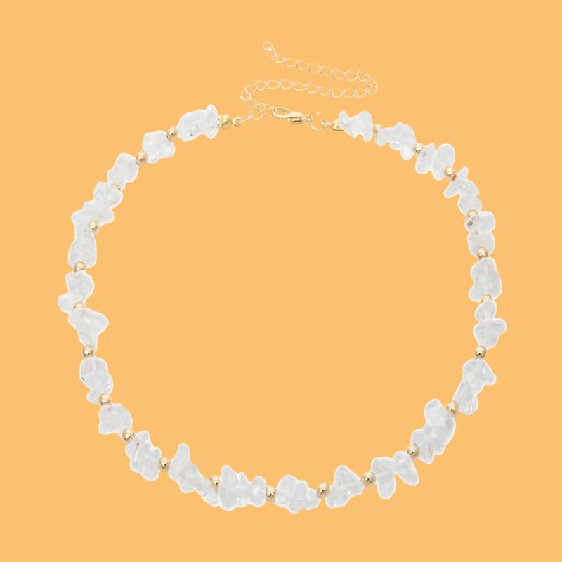 Chokers Natural Stone Short Choker Necklace For Women White-Transparent Beads Chains Collar 2021 Fashion Jewelry Neck