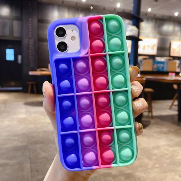 Push Pop Fidget Toys Bubble Phone Cases For Iphone 13 Mini 12 11 Pro Relive Stress Relief Soft Silicone gel Cover