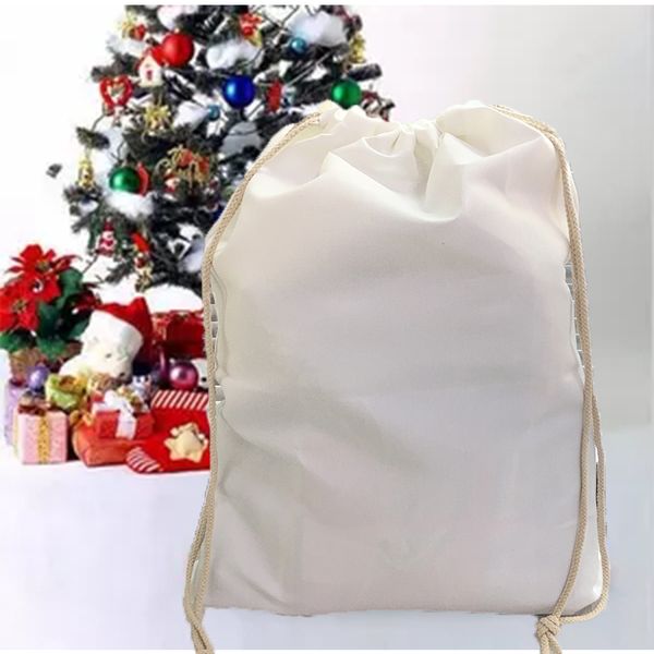 Christmas Large Blank Sublimation Santa Sack Cotton Drawstring Personalized DIY Candy Gift Bag Festival Party Decoration