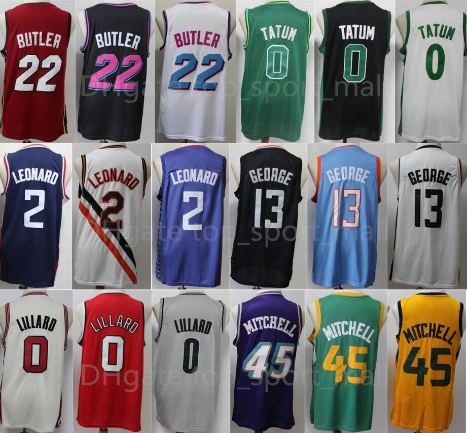 Team Basketball Jimmy Butler Jerseys 22 Damian Lillard 0 Jayson Tatum Paul George 13 Kawhi Leonard 2 Donovan Mitchell 45 Stitched Good Man Wear Spor