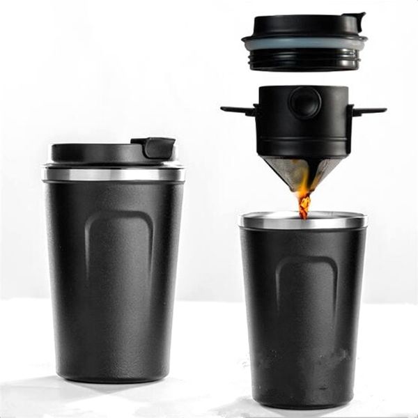 Reusable Coffee Filter Portable Travel Mug Hand-made Dripper Tea Cup Set Pot ware 211008