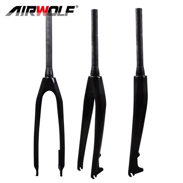 Airwolf Full Carbon Fiber Mountain Bike Front Fork 26-27.5-29er Disc Brake mtb Bicycle Rigid Tapered Forks 100*9mm Quick Release Prong