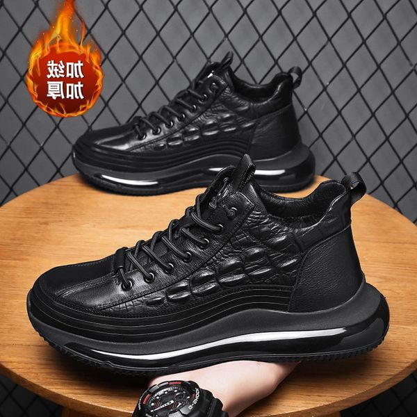 Snow Shoes Men&#039;s Winter Plush Warm Cotton Leather Boots Northeast Tooling Martin Waterproof and Anti-skid