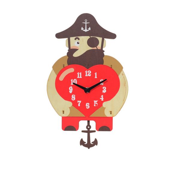 The latest wall clocks, children&#039;s creative swing wooden DIY cartoon animal student wall clock living room