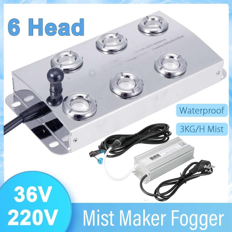 Humidifiers 6 Head DC 36V Ultrasonic Atomizer Industrial Humidifier Fog Machine 3Kg-H Mist Maker Fogger For Mushroom