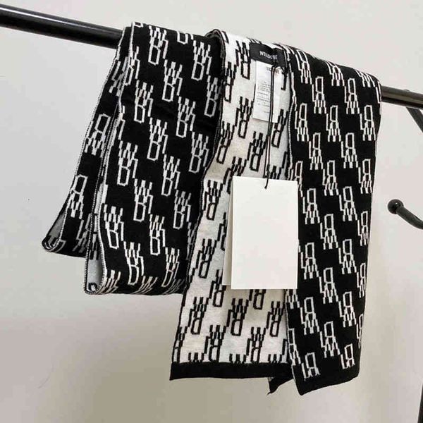 Scarf Neckerchief Scarves High Version 221wd Double-sided Black-and-white Winter Net Red Wool Wd Design Warm Bib Women A8532