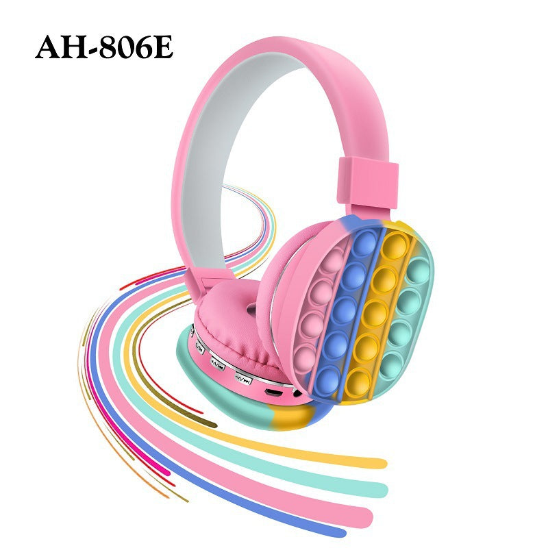 50%off Fidget Toys Party Favor Earphones Head-mounted Headphones Simple and Cute Rainbow Bluetooth Stereo Headset Decompression Toy Wholesale FT29