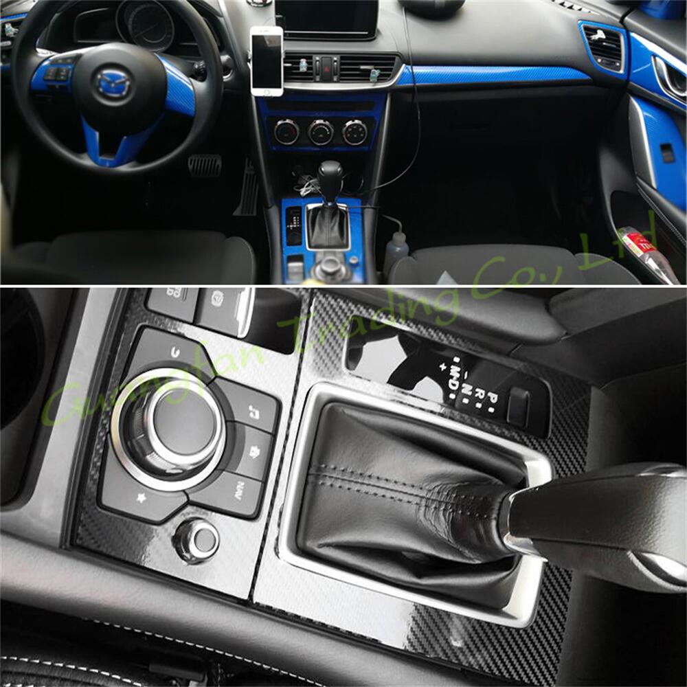 Interior Central Control Panel Door Handle 3D 5D Carbon Fiber Stickers Decals Car-styling Cover Parts Products Accessories For Mazda CX4 CX-4 Year 2