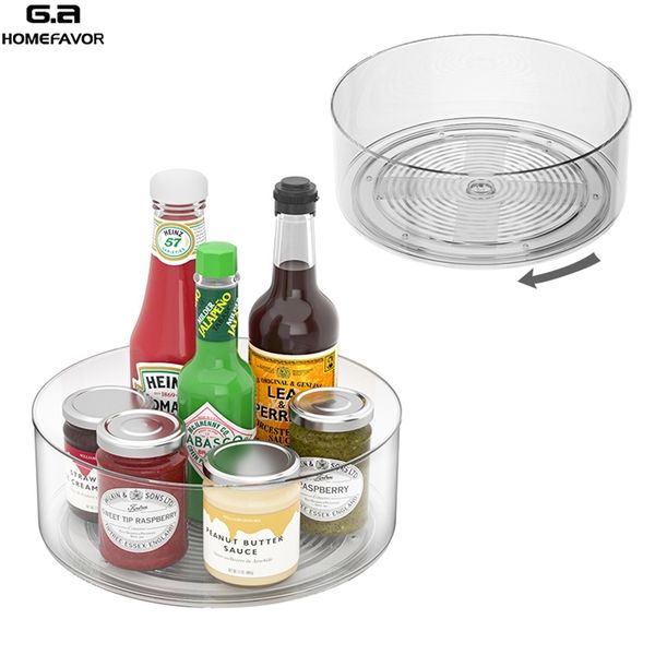 2-1 Pcs Turntable Storage Box Food Container Bottle Jar Stuff Plastic Pantry Organizer Bins 211102
