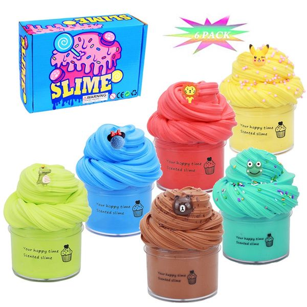 6pcs-set Slime Fluffy Glue 100ml Charms Additives Clay Supplies Plasticine Slimes Kit Chocolate Modelling Toy For Kids 0757