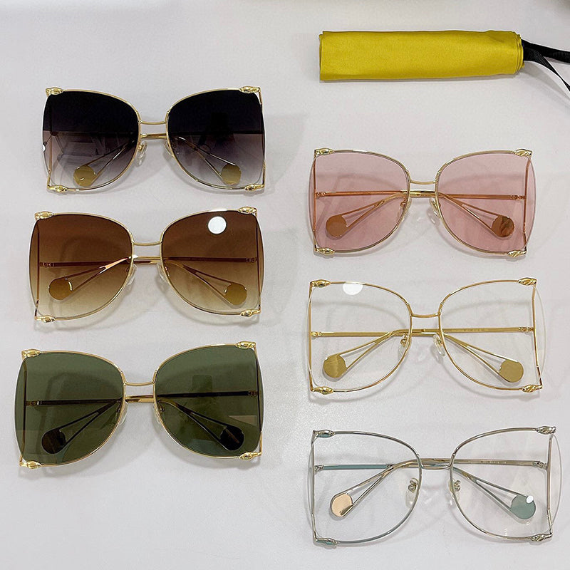 Womens luxury sunglasses 0252S fashion personality big frame mirror leg tail pearl design ladies travel vacation party designer glasses UV400 with o