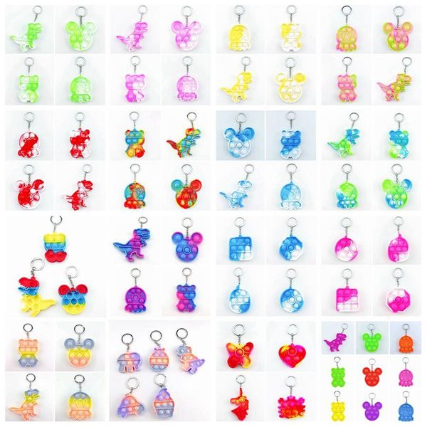 New Children Adult Push Bubble Fidget Sensory Toy Key Ring Educational Anti-stress Toys decompression keychain