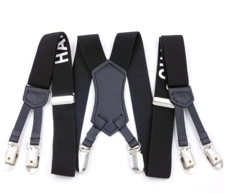 Factory Direct Men&#039;s and women Suspenders 3.0 * 115cm Six Clip Character Webbing Six Clip Wide Strap F29