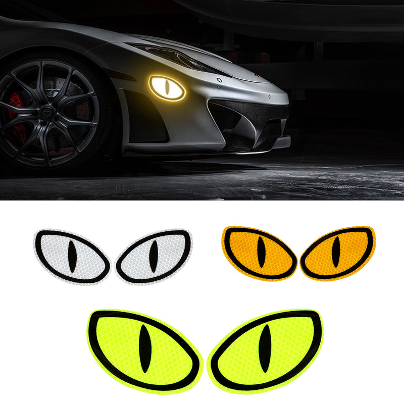 Car Reflective Cat Eyes Sticker 2pcs-Set Motorcycle Warning Stickers Rearview Mirror Decals For Auto Notebook Guitar skateboard Luggage Decorate