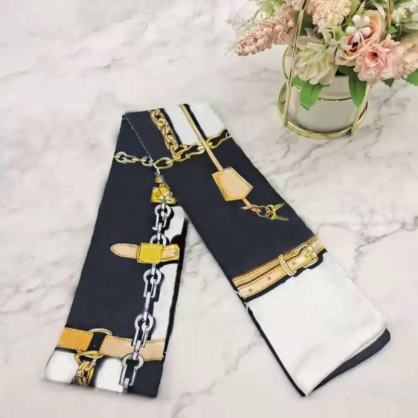 soft Luxury women&#039;s scarves designer headband classic handbag scarf high quality silk material size 8*120cm