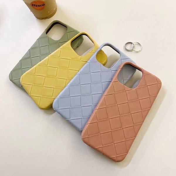 Simple braided rhombic leather mobile phone cases is suitable for iphone13pro max 12-11 mobile X hard 8p